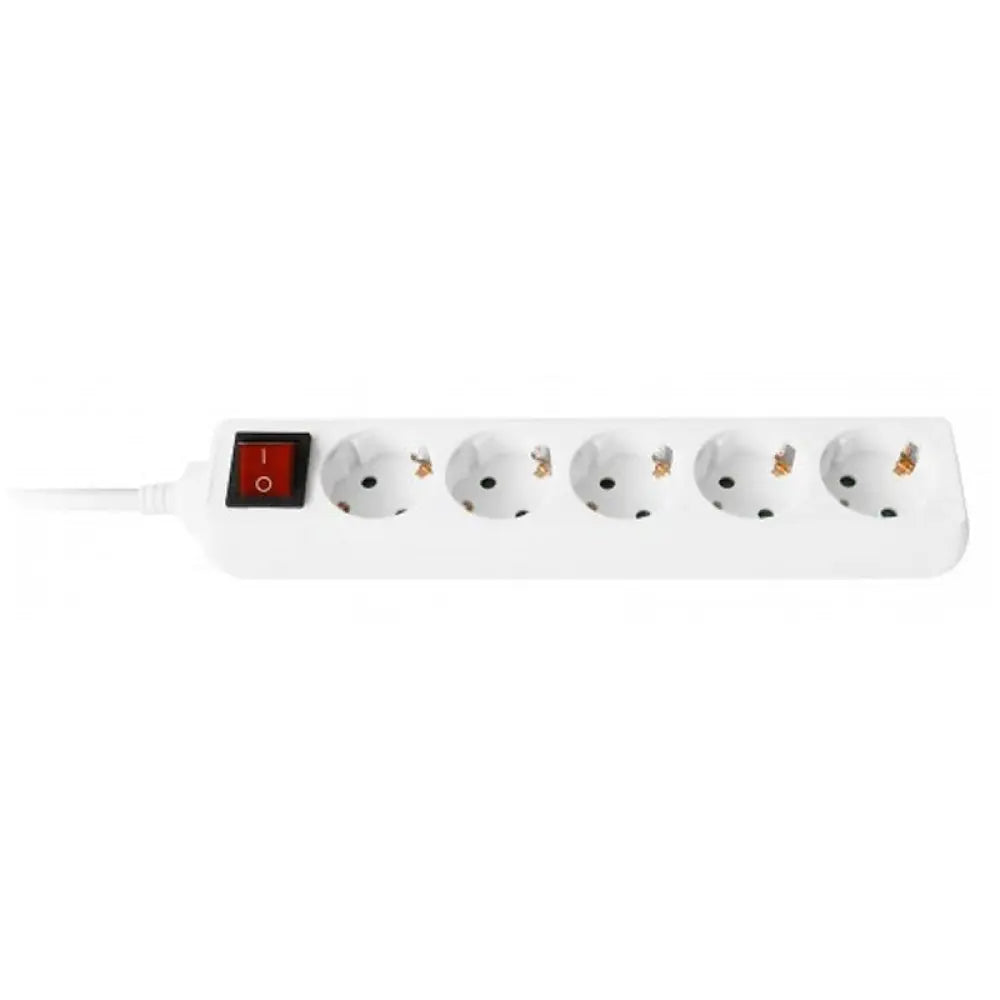 Regleta EWENT EW3916 con 5 tomas, 1 interruptor y cable de 1.5m, ideal para conectar múltiples dispositivos eléctricos.