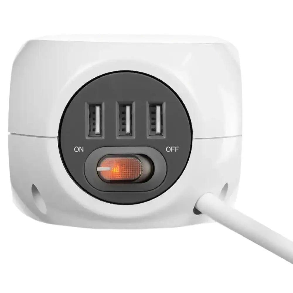 Ewent EW3939 REGLETA CUBO 3 TOMAS/3 USB BLANCO - detalle