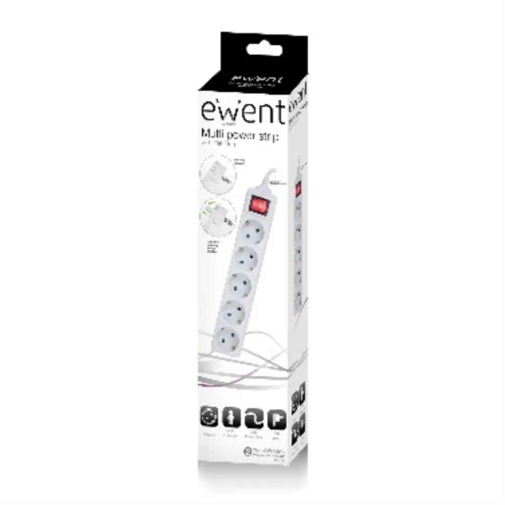 Ewent EW3955 base múltiple 1.5 m 5 salidas AC Interior Blanco - detalle