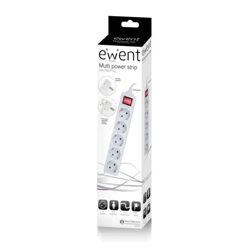 EWENT EW3955  Regleta 5 Tomas / 1 interruptor 1.5m - detalle