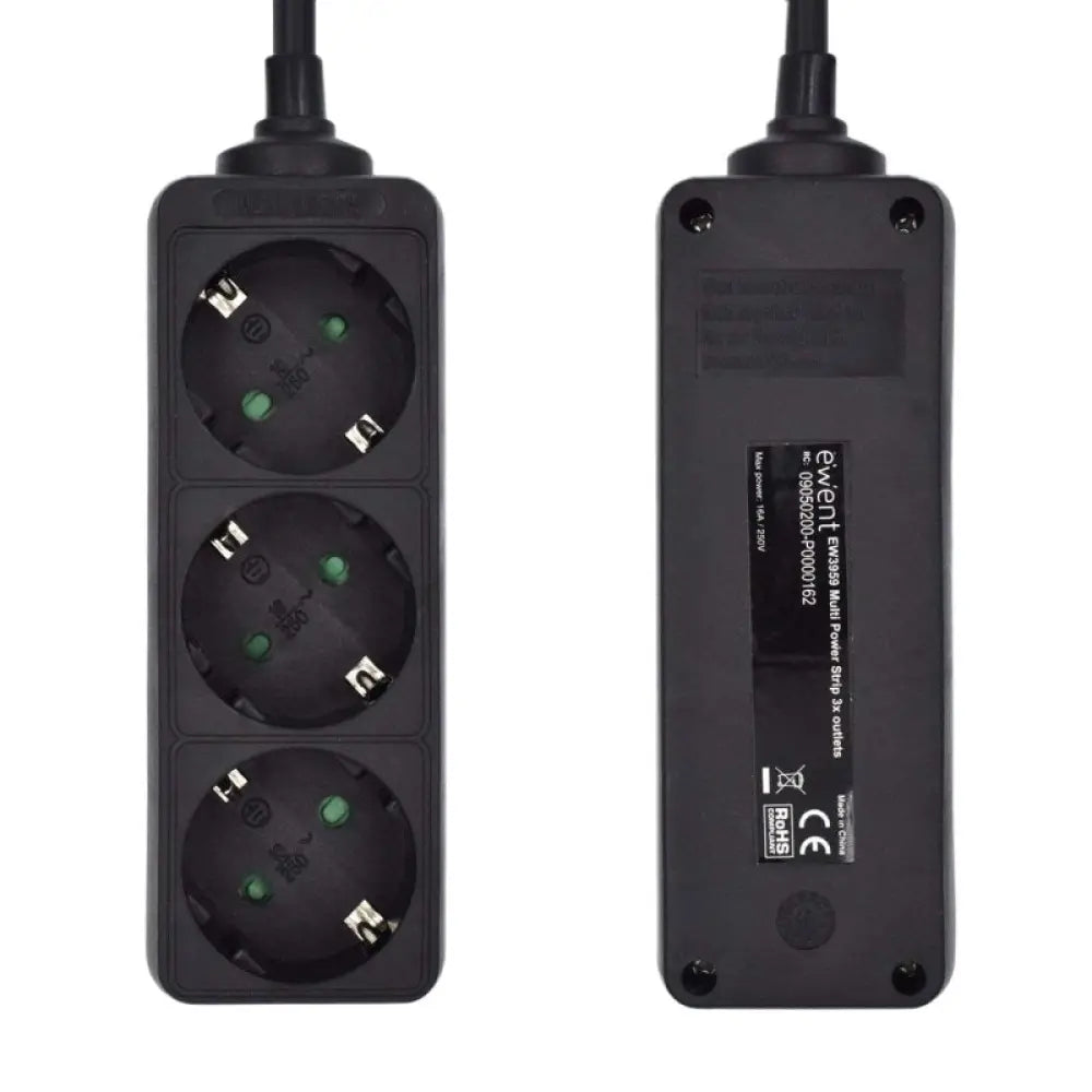 Ewent Ew3959 Regleta 3 tomas Negro - detalle