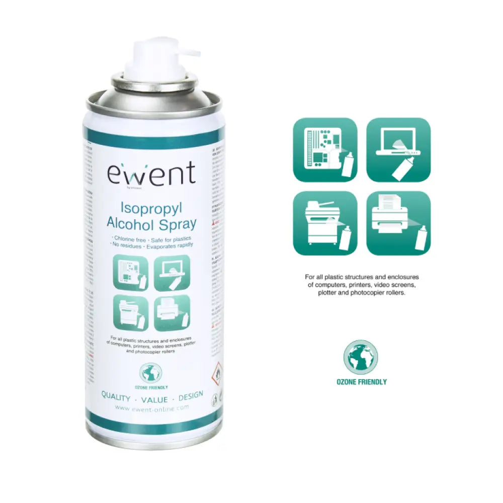 Ewent EW5613 kit de limpieza para computadora Impresora Espray para limpieza de equipos 200 ml - detalle