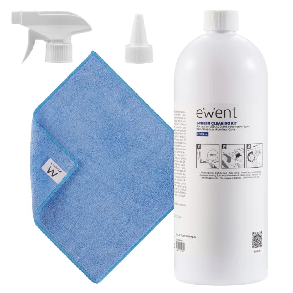 Ewent EW5680 kit de limpieza para computadora Pantallas / Plásticos. Universal Kit de limpieza para equipos 1000 ml