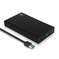 Caja externa EWENT EW7056 para disco duro 3.5" SATA a USB 3.0, con carcasa negra y puerto USB en la parte frontal.