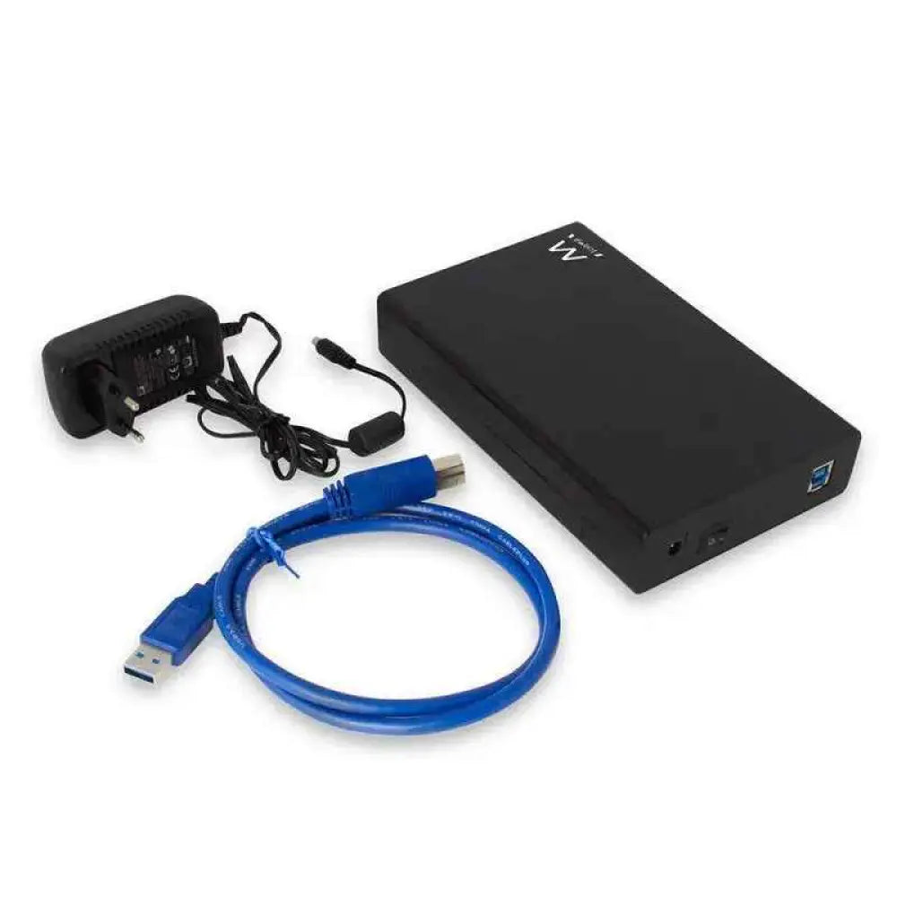 Caja externa EWENT EW7056 para disco duro 3.5" SATA a USB 3.0, con carcasa resistente y fácil conexión.
