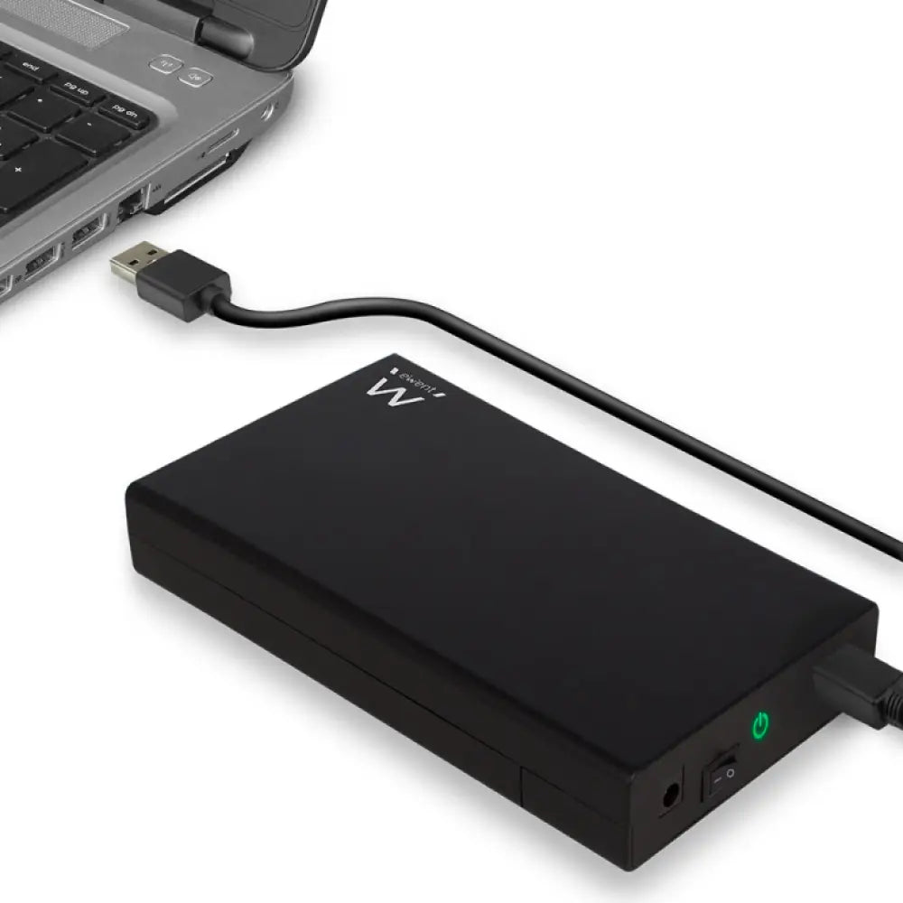 Carcasa negra EWENT EW7056 para disco duro externo de 3.5 pulgadas, protección y conexión para HDD.