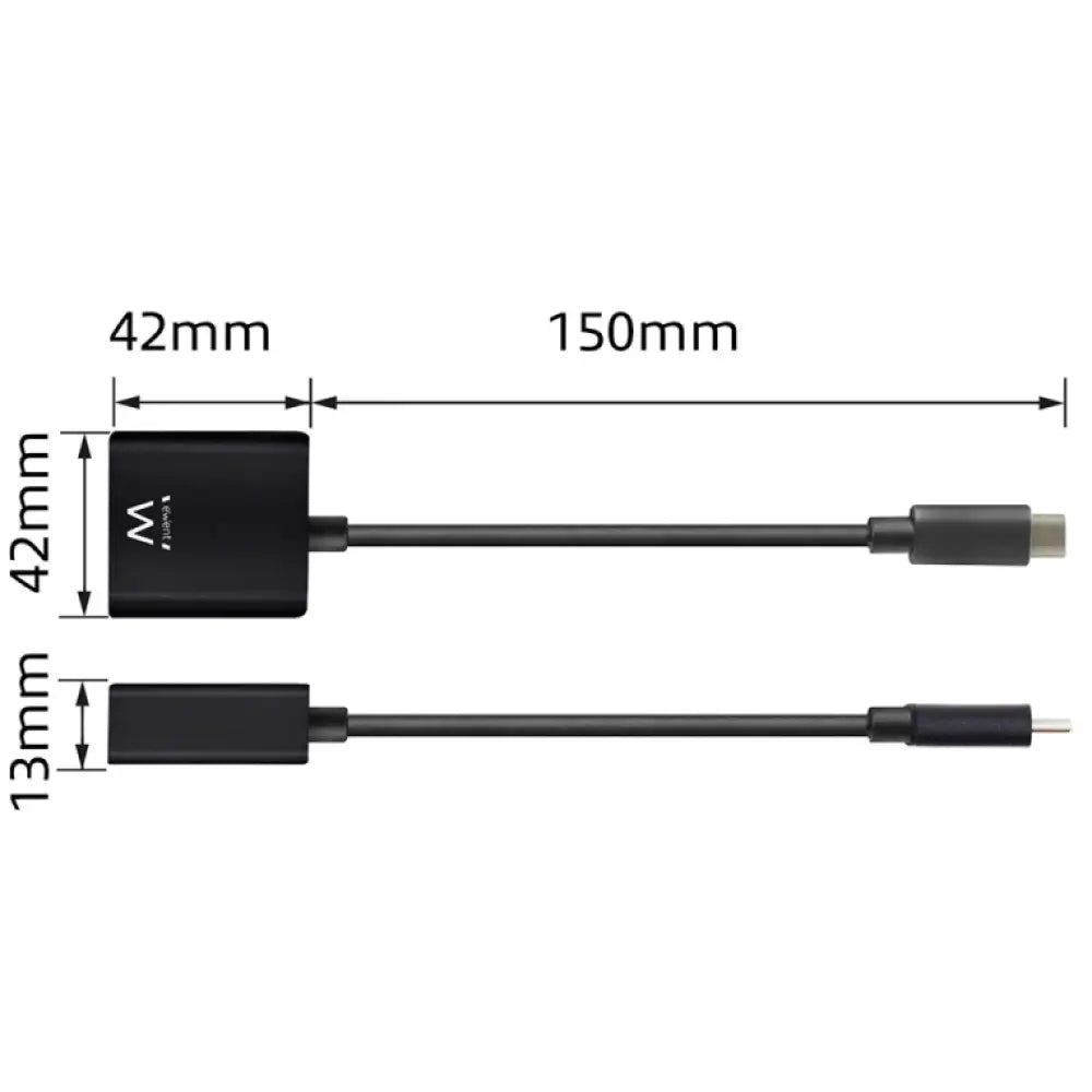 Ewent EW9825 adaptador de cable de vídeo 0.15 m USB Tipo C DisplayPort Negro - detalle