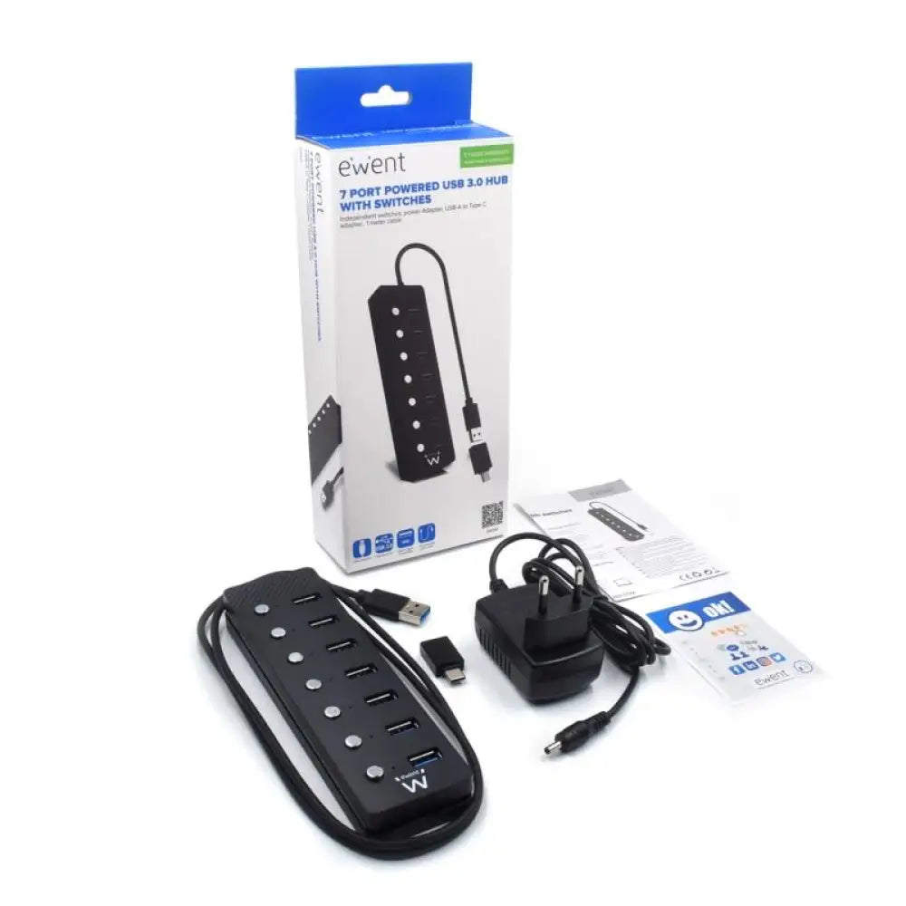 EWENT Hub usb-usb-c 7 ptos interruptor c/alimen. - detalle