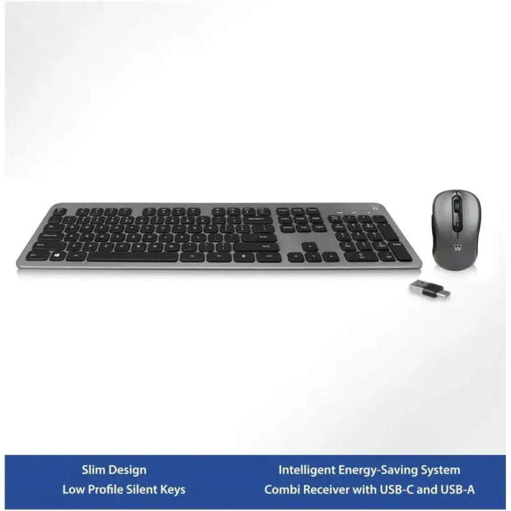 Kit de teclado y ratón inalámbricos EWENT EW3272 Slim, teclado y ratón en color negro con diseño compacto y moderno.