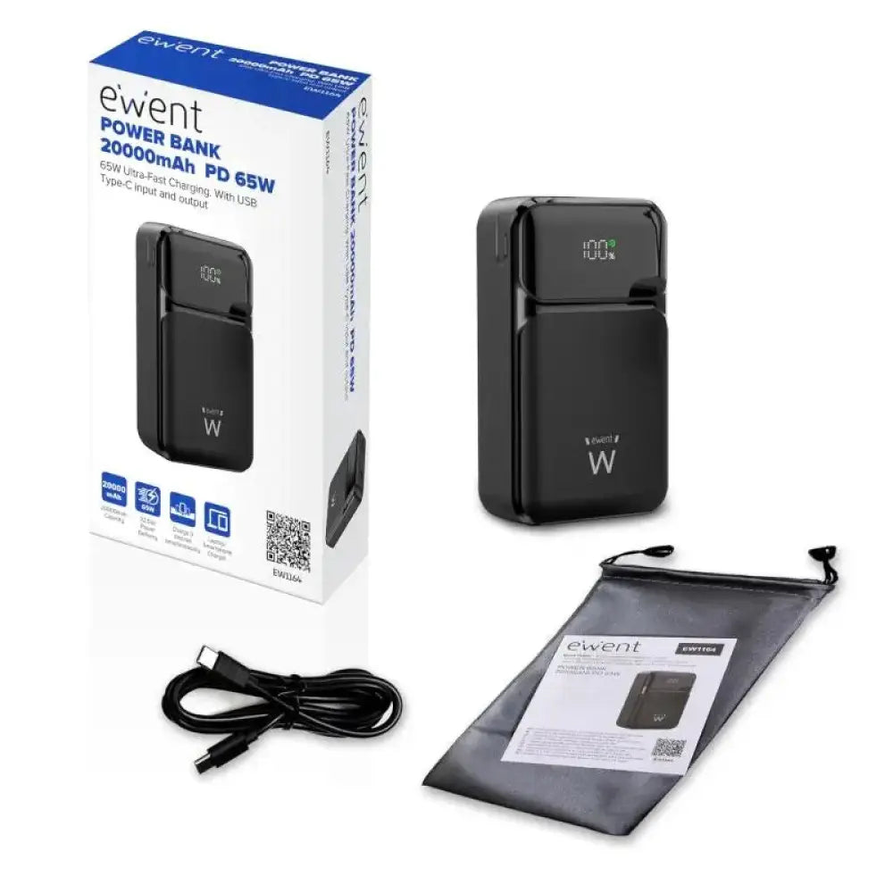 EWENT POWERBANK 65W, 20000mAh CARGA RÁPIDA - detalle