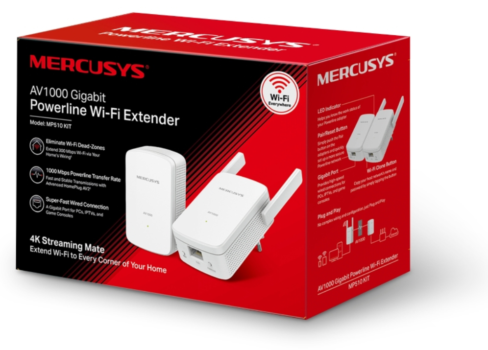 EXTENSOR MERCUSYS AC1000 GIGABIT AV2 2 UDS - detalle