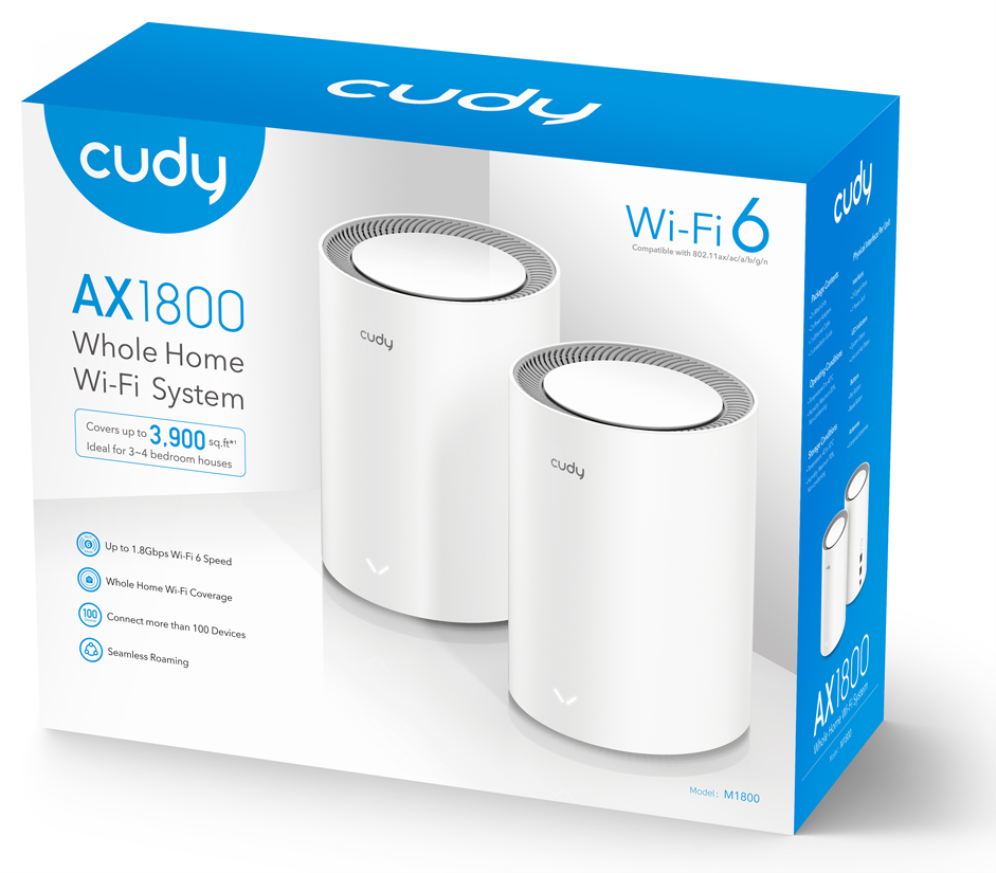 EXTENSOR MESH CUDY AX1800 WIFI 6 MESH SOLUTION M1800 2-PACK - detalle