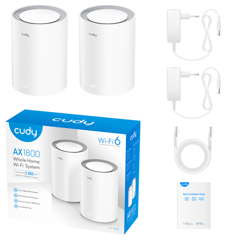 EXTENSOR MESH CUDY AX1800 WIFI 6 MESH SOLUTION M1800 2-PACK - detalle