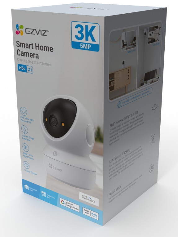 EZVIZ CAMARA WIFI INTERIOR H6C G1 3K PANORAMICA/INCLINACION - detalle