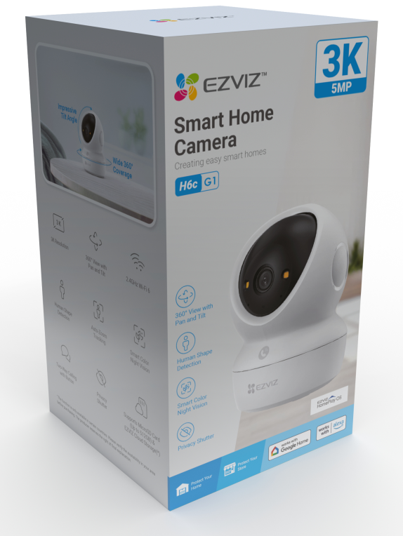 EZVIZ CAMARA WIFI INTERIOR H6C G1 3K PANORAMICA/INCLINACION - detalle