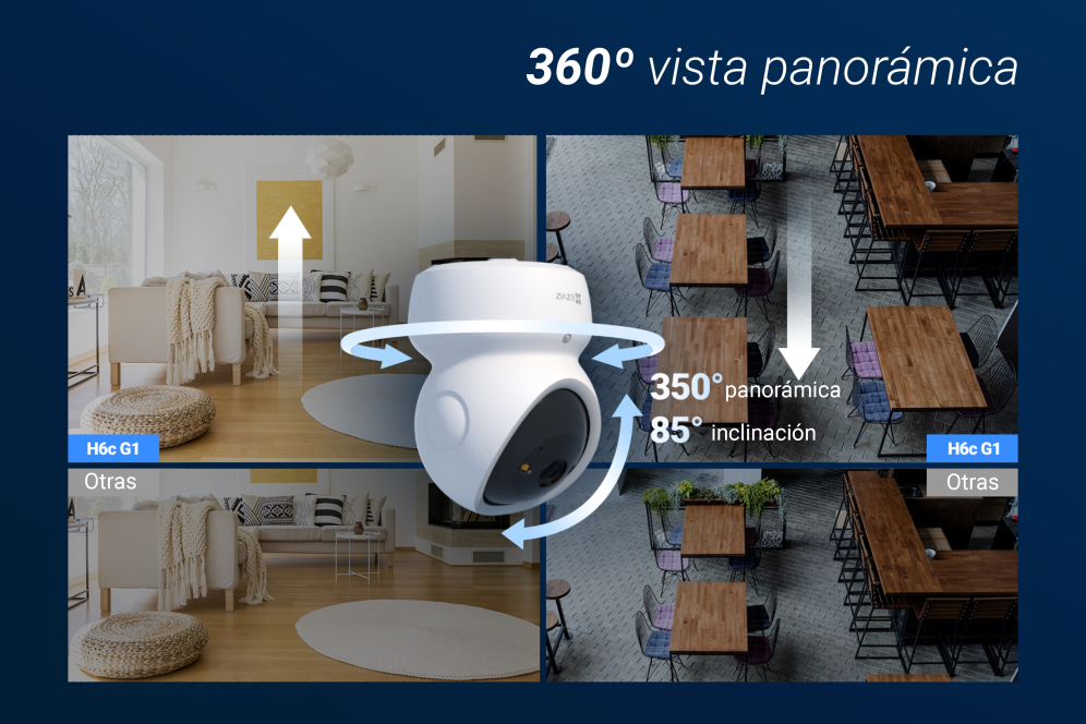 EZVIZ CAMARA WIFI INTERIOR H6C G1 4K PANORAMICA/INCLINACION - detalle