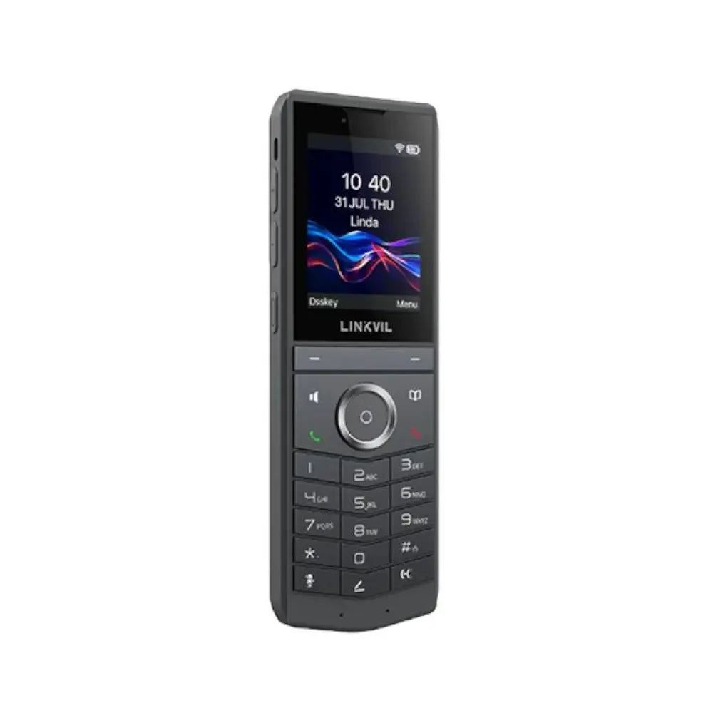 Teléfono IP Fanvil W620W portátil con WiFi 6, pantalla a color de 2,4 pulgadas y función PTT en un entorno de oficina.