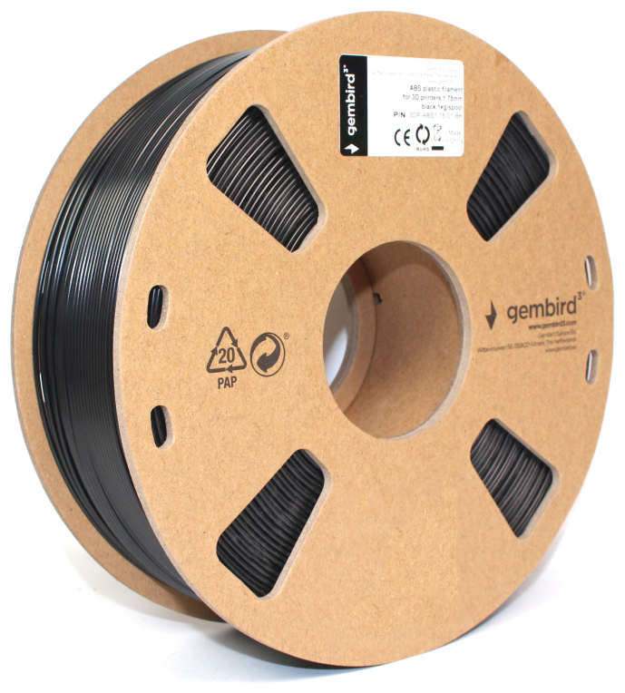 FILAMENTO ABS GEMBIRD NEGRO, 1,75 MM, 1 KG - detalle