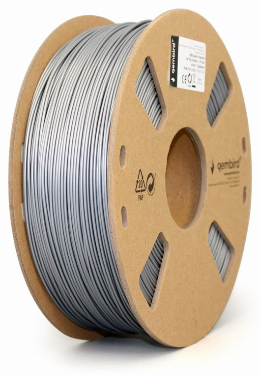 FILAMENTO ABS GEMBIRD PLATA, 1,75 MM, 1 KG - detalle
