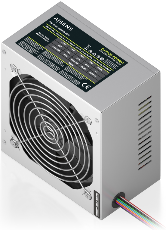FUENTE ALIMENTACION AISENS ATX 500W OEM PLATA - detalle