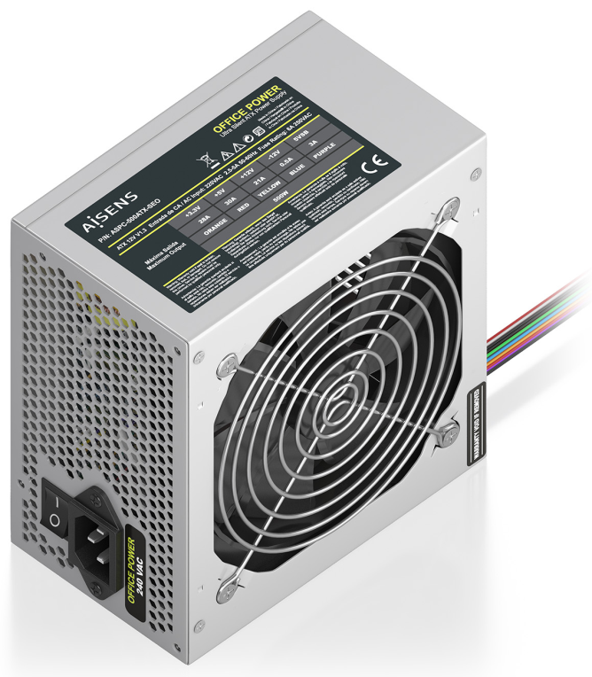 FUENTE ALIMENTACION AISENS ATX 500W OEM PLATA