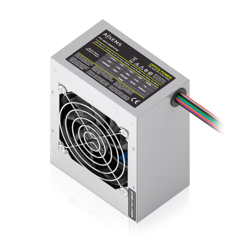 FUENTE ALIMENTACION AISENS SFX 500W CABLE ALIMENTACION OEM PLATA - detalle