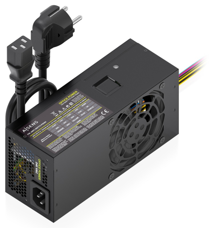 FUENTE ALIMENTACION AISENS TFX 500W CABLE ALIMENTACION OEM NEGRA