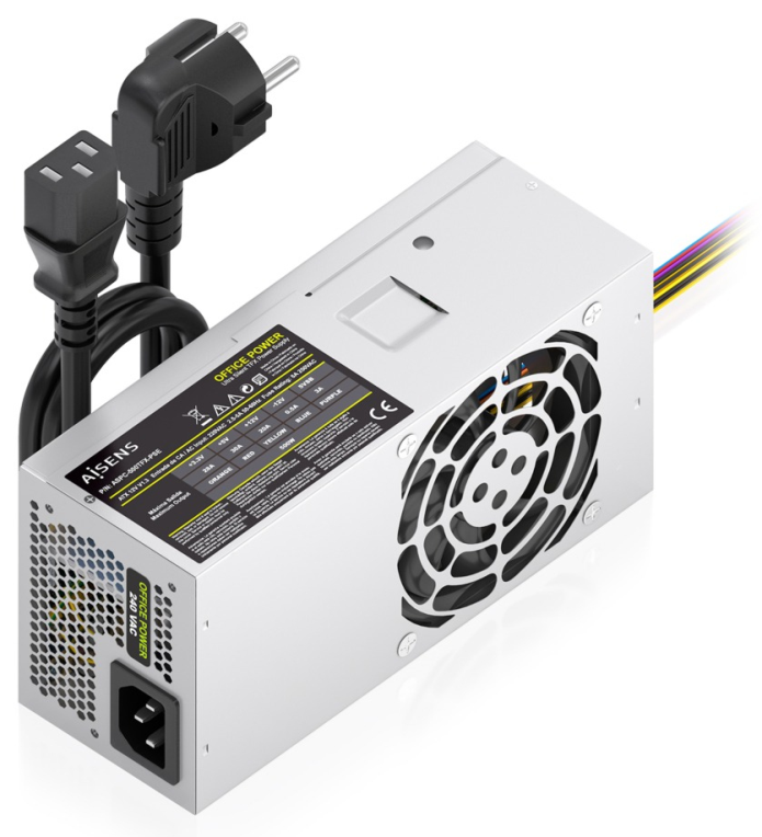 AISENS Fuente Alimentacion TFX 500W con Cable de Alimentacion OEM. Plata