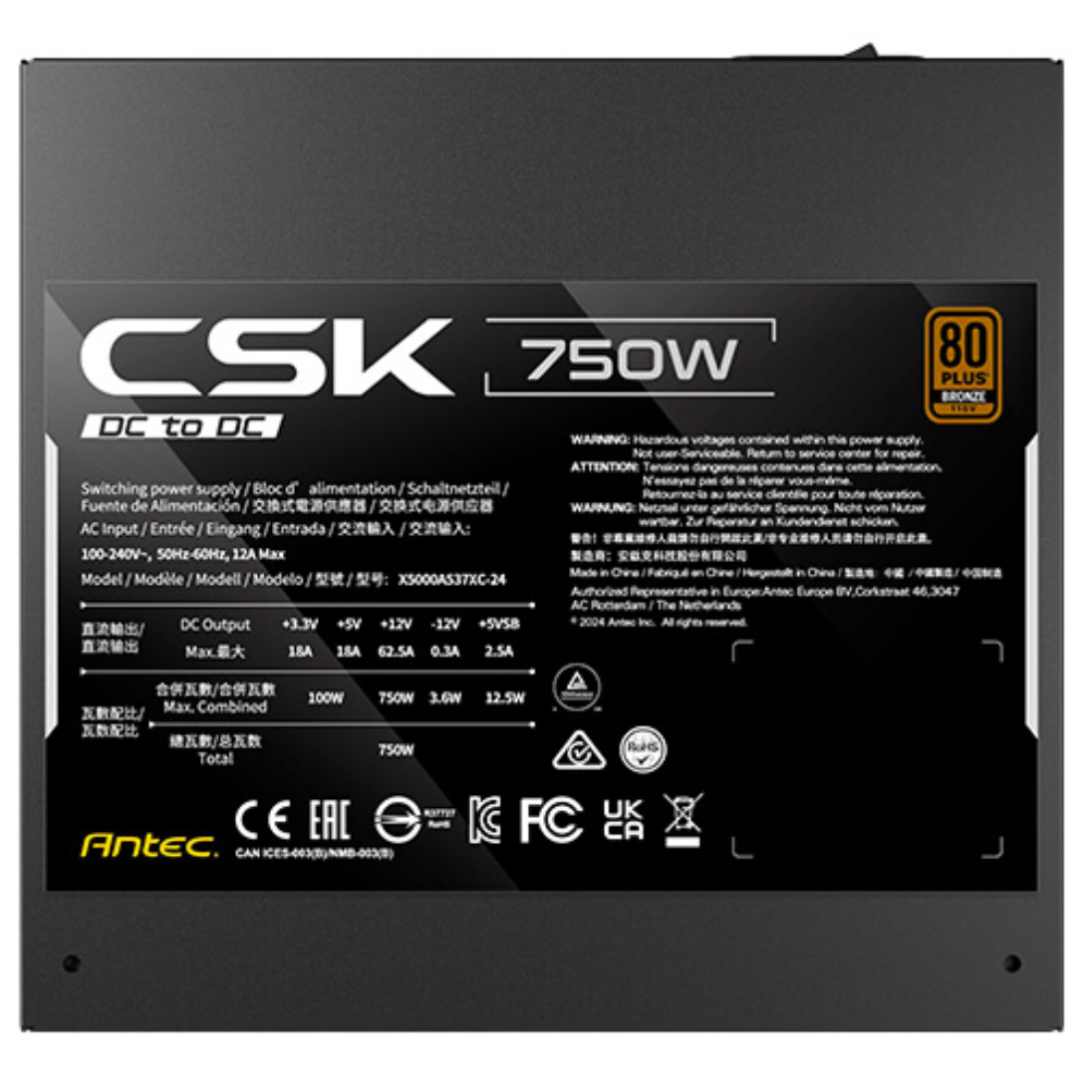 FUENTE ALIMENTACION ANTEC CSK750DC EC 80+ BRONZE ATX - detalle