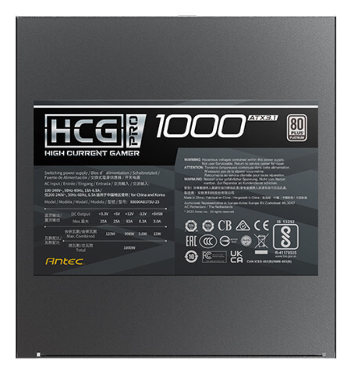 FUENTE ALIMENTACION ANTEC HCG1000 Pro P EC 1000W 80+ PLATINUM MODULAR ATX NEGRO - detalle