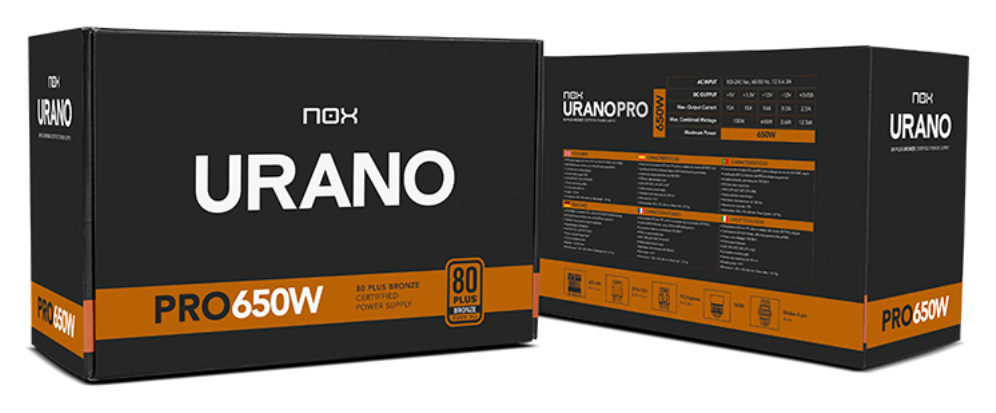FUENTE ALIMENTACION ATX NOX URANO PRO 650W BRONZE - detalle
