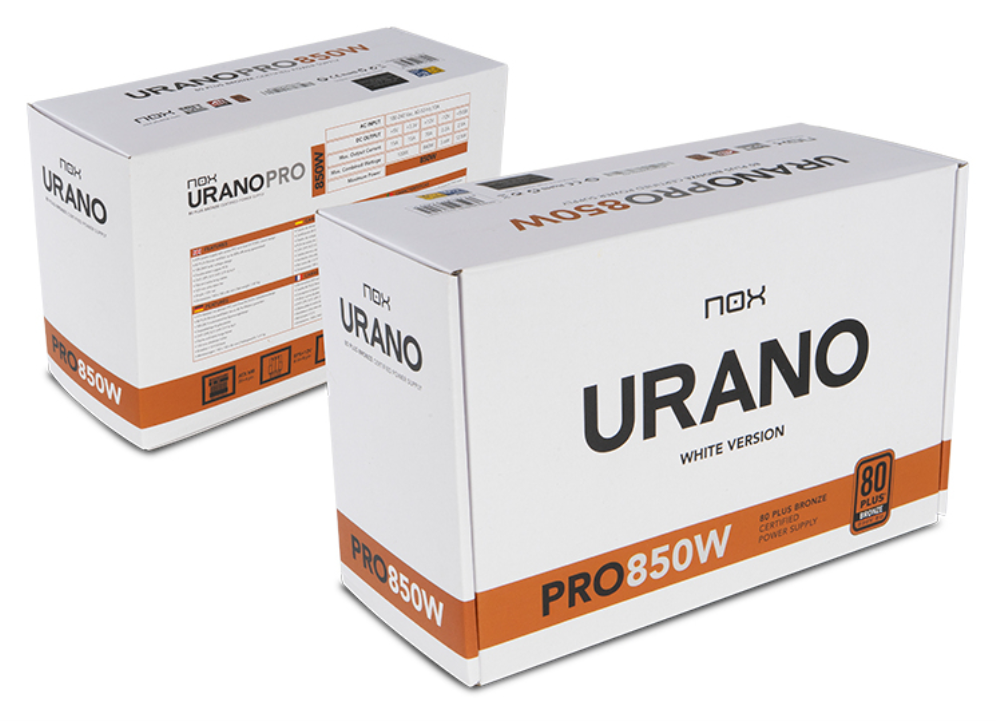 FUENTE ALIMENTACION ATX NOX URANO PRO 850W BRONZE BLANCO - detalle