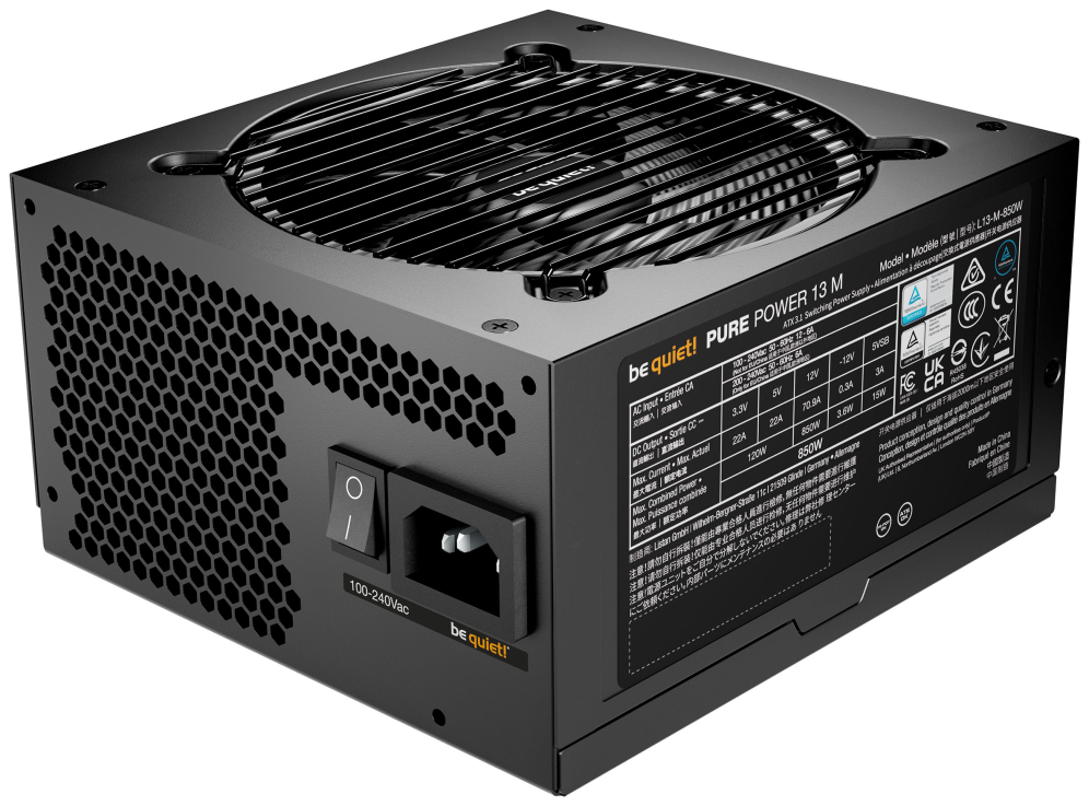 FUENTE ALIMENTACION BEQUIET PURE POWER 13M 850W ATX 80+ GOLD - detalle