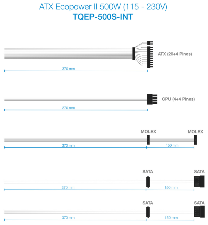 FUENTE ALIMENTACION EP-II TQEP-500S-INT 500W 110V/240V - detalle