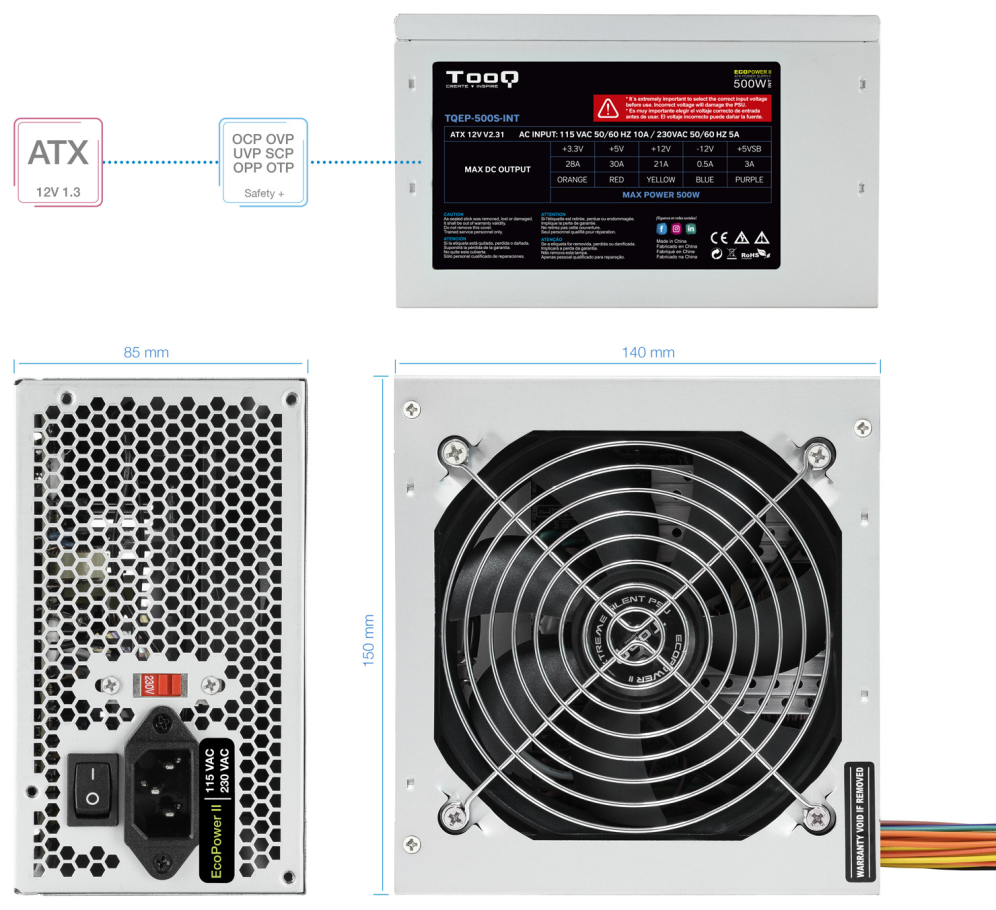 FUENTE ALIMENTACION EP-II TQEP-500S-INT 500W 110V/240V - detalle