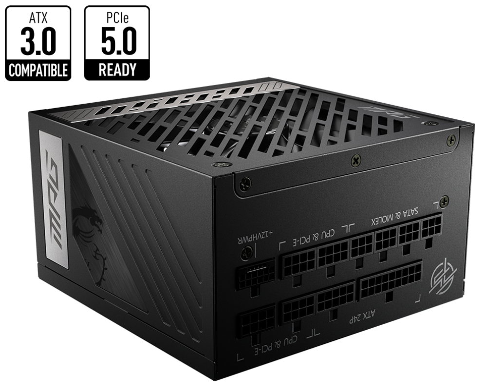 MSI MPG A850G PCIE5 unidad de fuente de alimentación 850 W 24-pin ATX ATX Negro