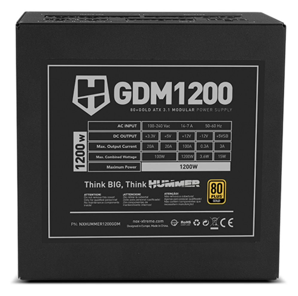 FUENTE ALIMENTACION NOX HUMMER GDM1200W FUENTE MODULAR ATX3.1 80+GOLD - detalle