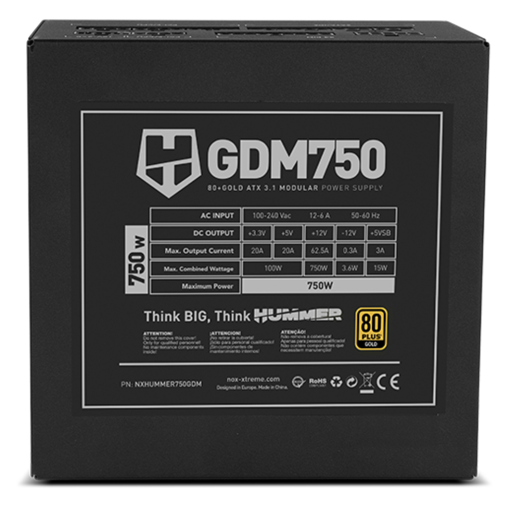 FUENTE ALIMENTACION NOX HUMMER GDM750W 80+ GOLD - detalle