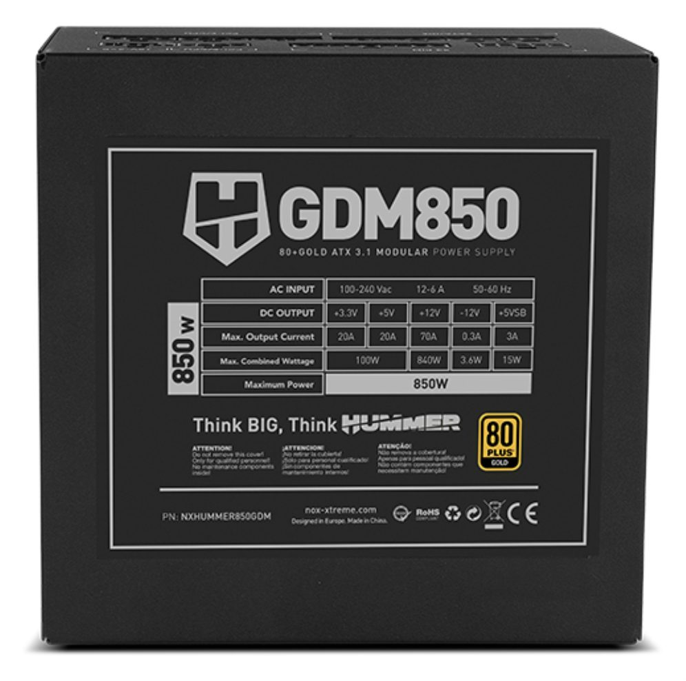 FUENTE ALIMENTACION NOX HUMMER GDM850W MODULAR ATX3.1 80+GOLD - detalle