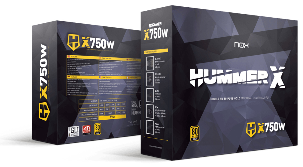 FUENTE ALIMENTACION NOX HUMMER X 750W MODULAR GOLD - detalle