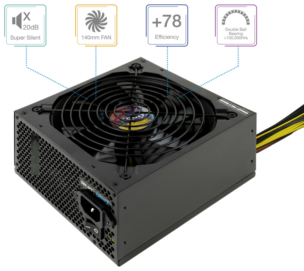 FUENTE ALIMENTACION TOOQ ATX 650W PFC ACTIVO NEGRO - detalle