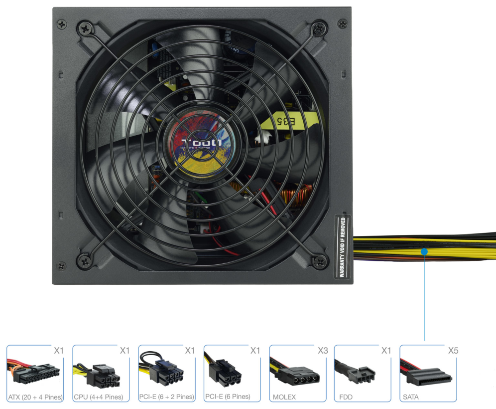FUENTE ALIMENTACION TOOQ ATX 650W PFC ACTIVO NEGRO - detalle