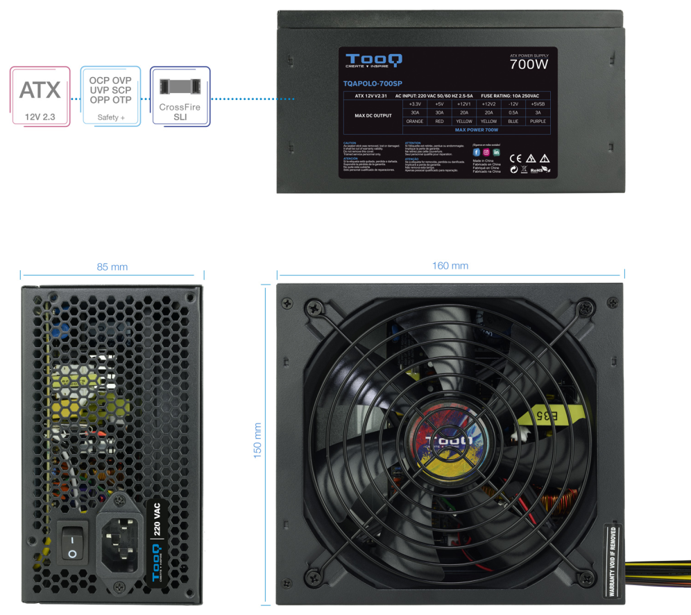 FUENTE ALIMENTACION TOOQ TQAPOLO-700SP 700W - detalle