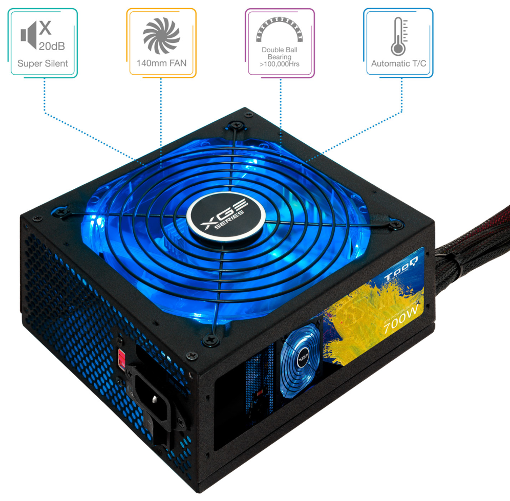 FUENTE ALIMENTACION TOOQ XGEII 700W 80+BRONZE LED - detalle