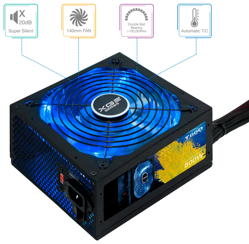FUENTE ALIMENTACION TOOQ XGEII 800W 80+BRONZE LED - detalle