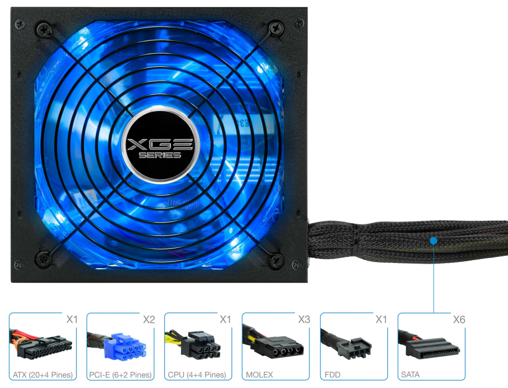 FUENTE ALIMENTACION TOOQ XGEII 800W 80+BRONZE LED - detalle