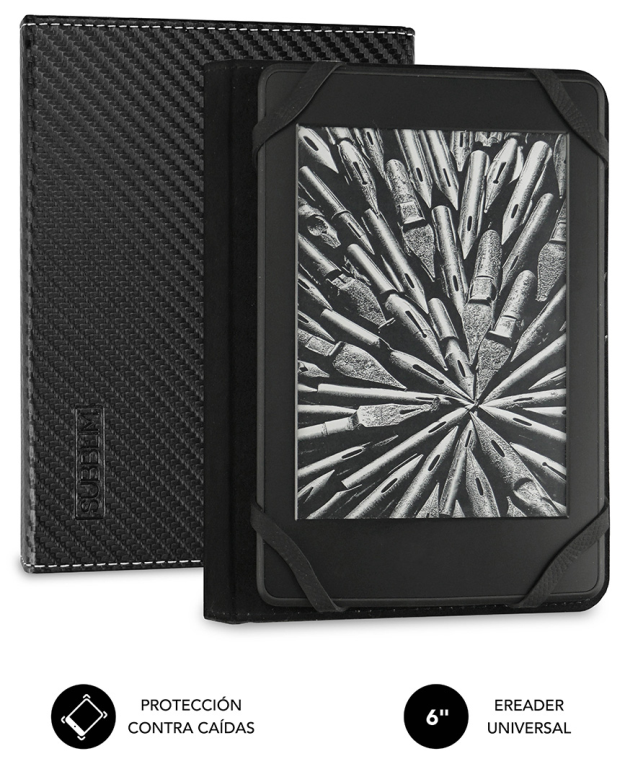 SUBBLIM Funda Libro Electrónico Clever Ebook Case 6" Black