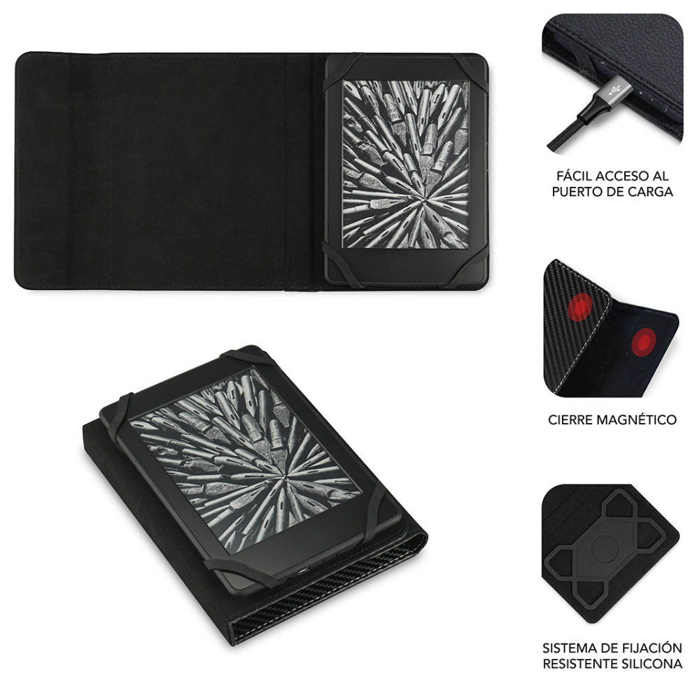 FUNDA EBOOK SUBBLIM CLEVER CASE 6" BLACK - detalle
