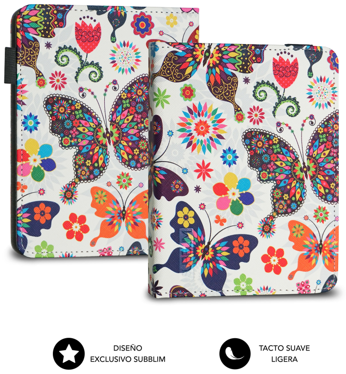 FUNDA EBOOK SUBBLIM CLEVER CASE 6" MARIPOSAS - detalle
