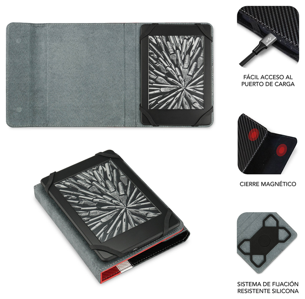 FUNDA EBOOK SUBBLIM CLEVER CASE 6" RED - detalle